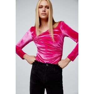 ZARA Longsleeve Pink Velvet Bodysuit